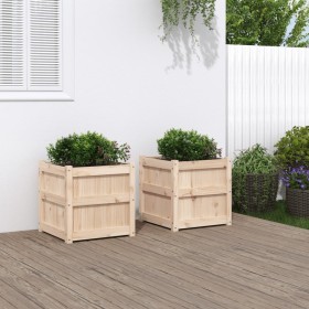 Jardineras de exterior 2 unidades madera maciza de