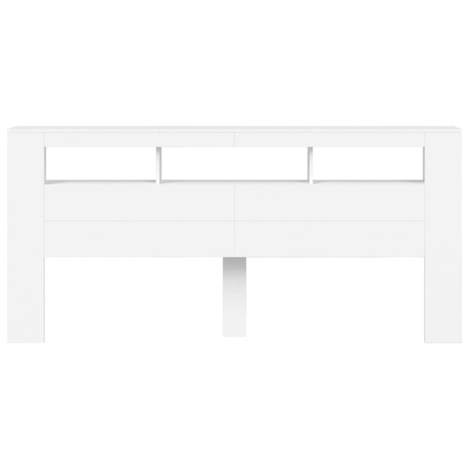 Cabecero con LED madera de ingeniería blanco 220x18,5x103,5