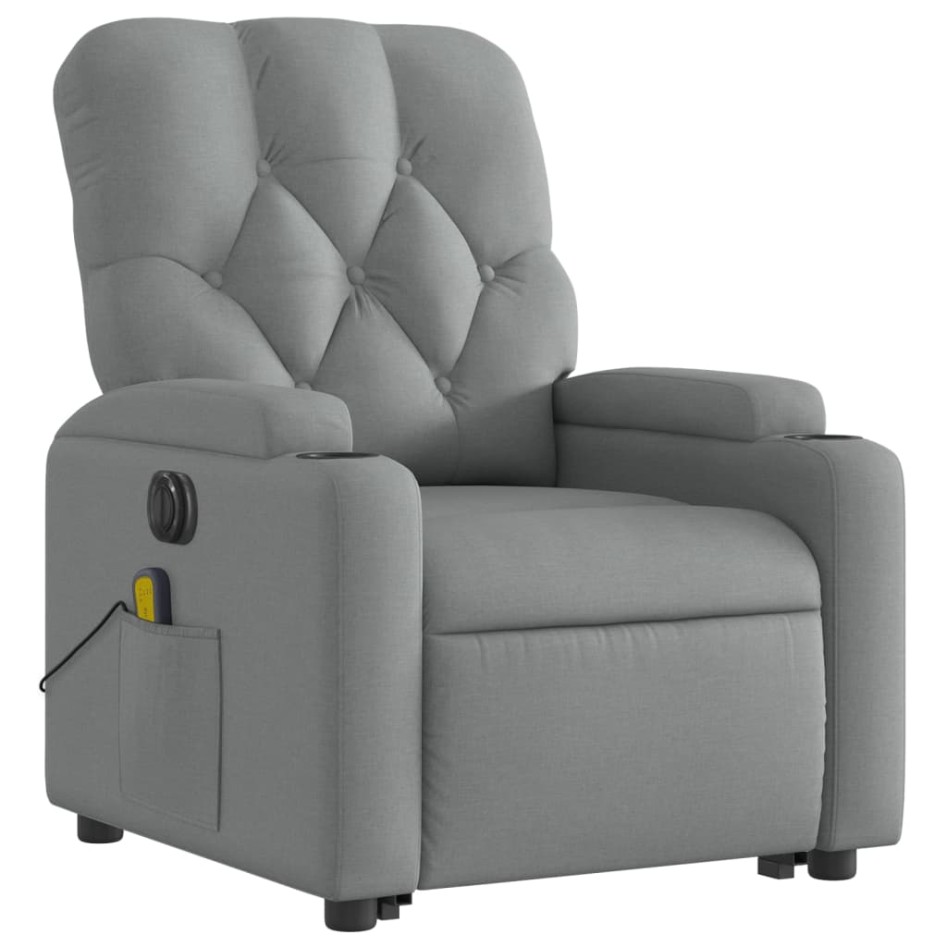 Sillón de masaje eléctrico reclinable elevable tela gris