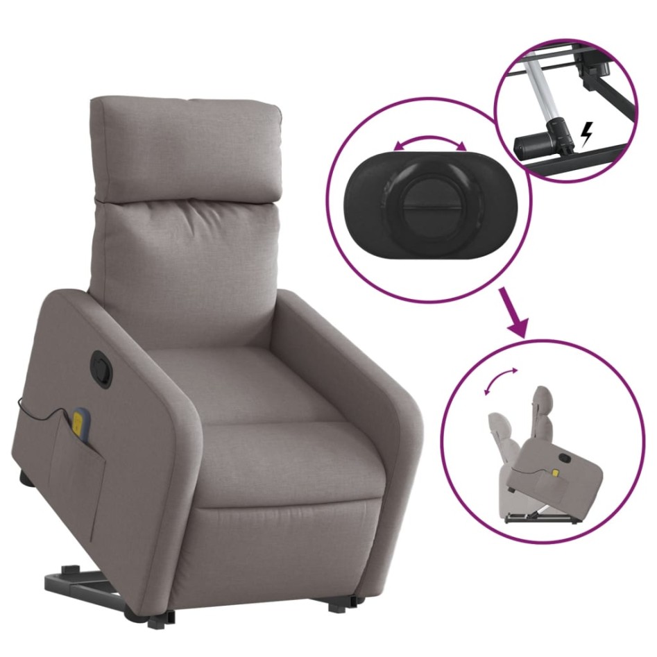 Sillón reclinable de masaje elevable tela gris