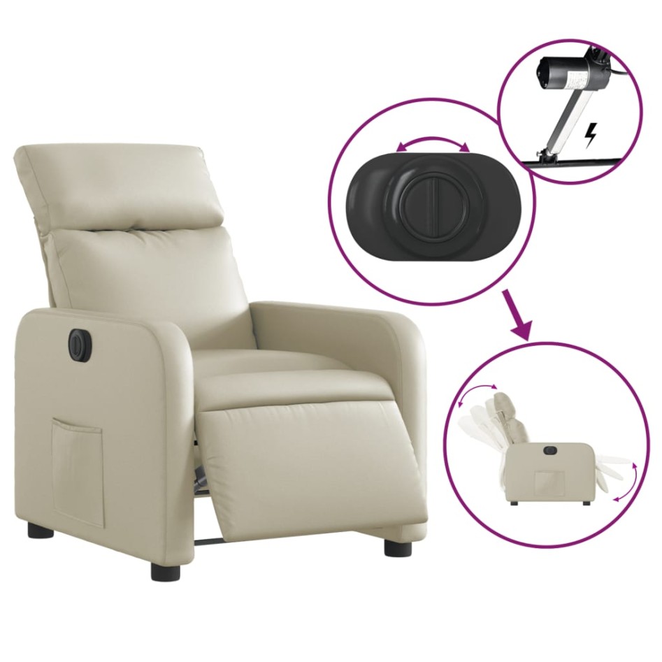 Sillón reclinable eléctrico de cuero sintético