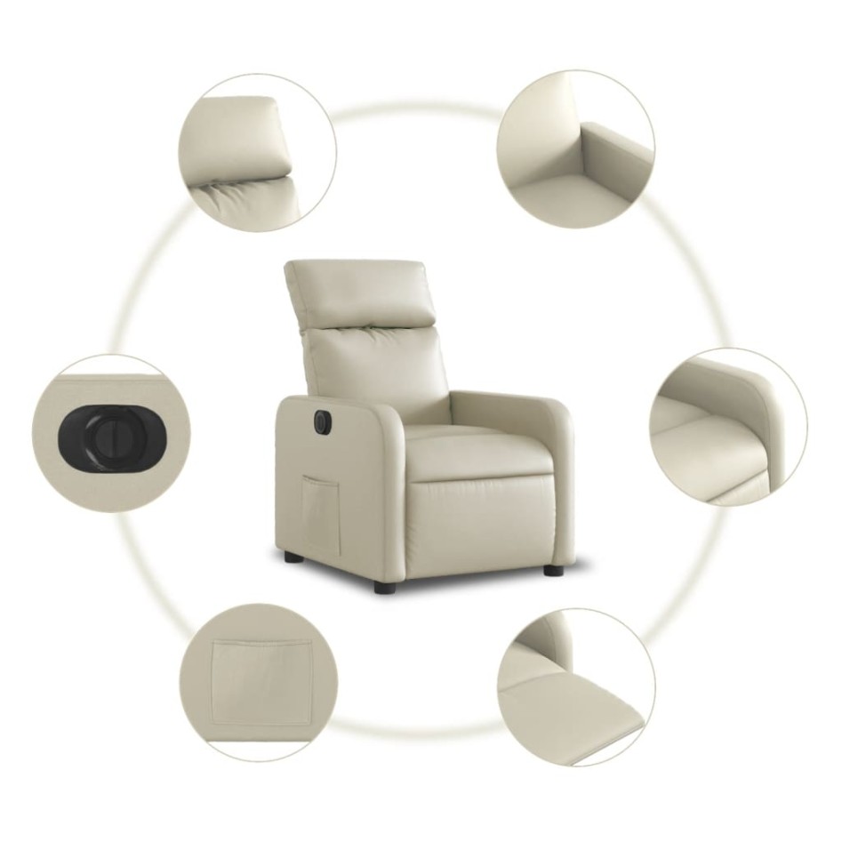 Sillón reclinable eléctrico de cuero sintético
