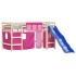 Cama alta para niños con cortinas madera pino rosa 90x200