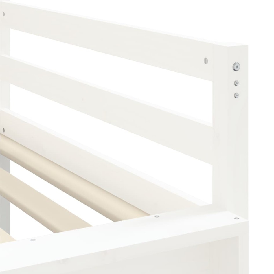 Cama alta niños con túnel madera pino blanco negro 90x190