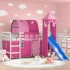 Cama alta para niños con torre madera pino rosa 90x200