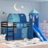 Cama alta para niños con torre madera pino azul 80x200