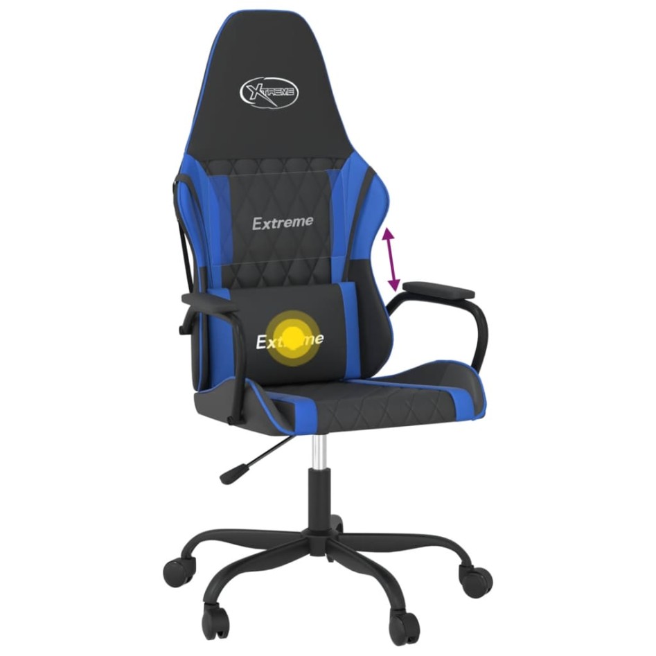 Silla gaming de masaje cuero sintético negro y