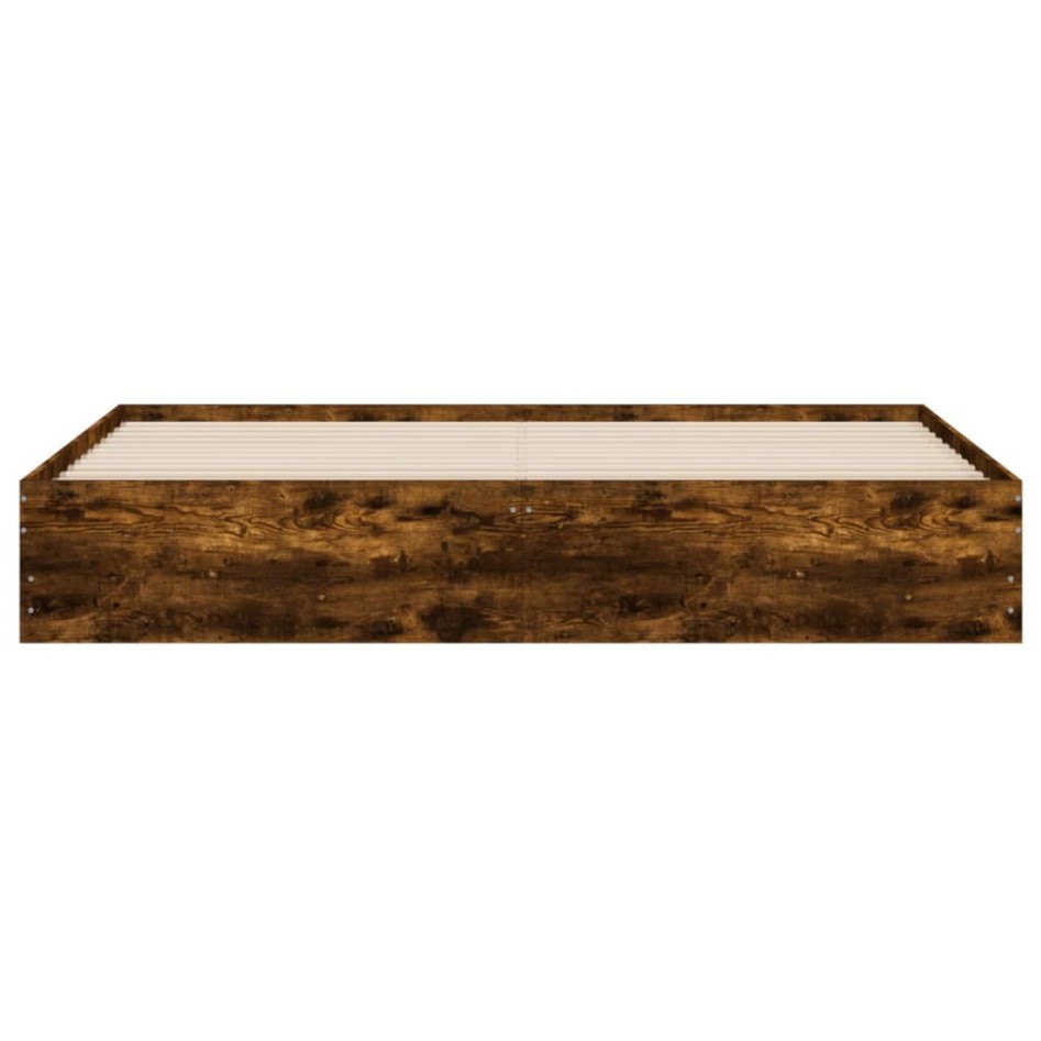 Cama con cajones madera de ingeniería roble ahumado 180x200