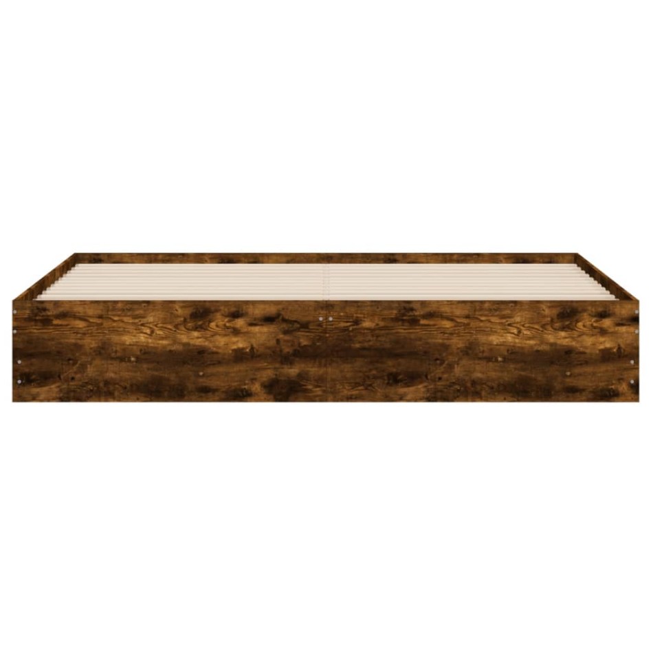 Cama con cajones madera de ingeniería roble ahumado 160x200