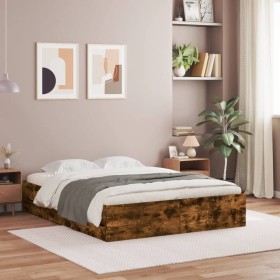 Cama con cajones madera de ingeniería roble ahumado 140x200