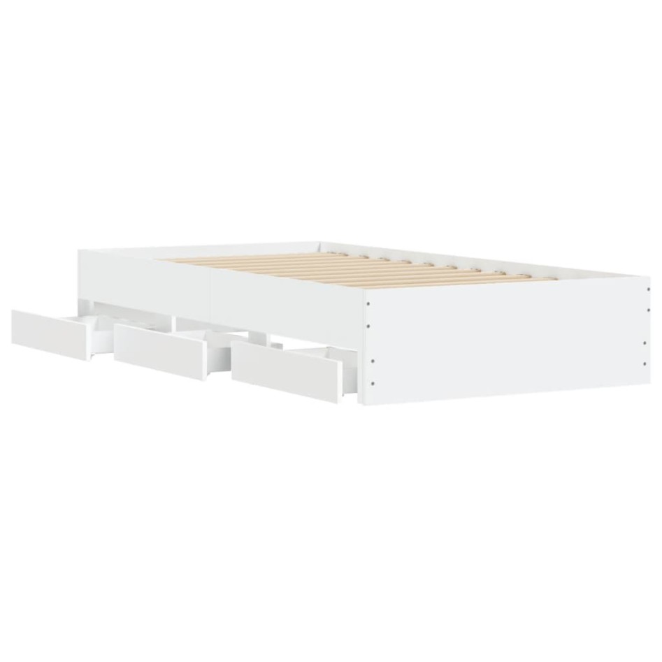 Cama con cajones madera de ingeniería blanca 90x200