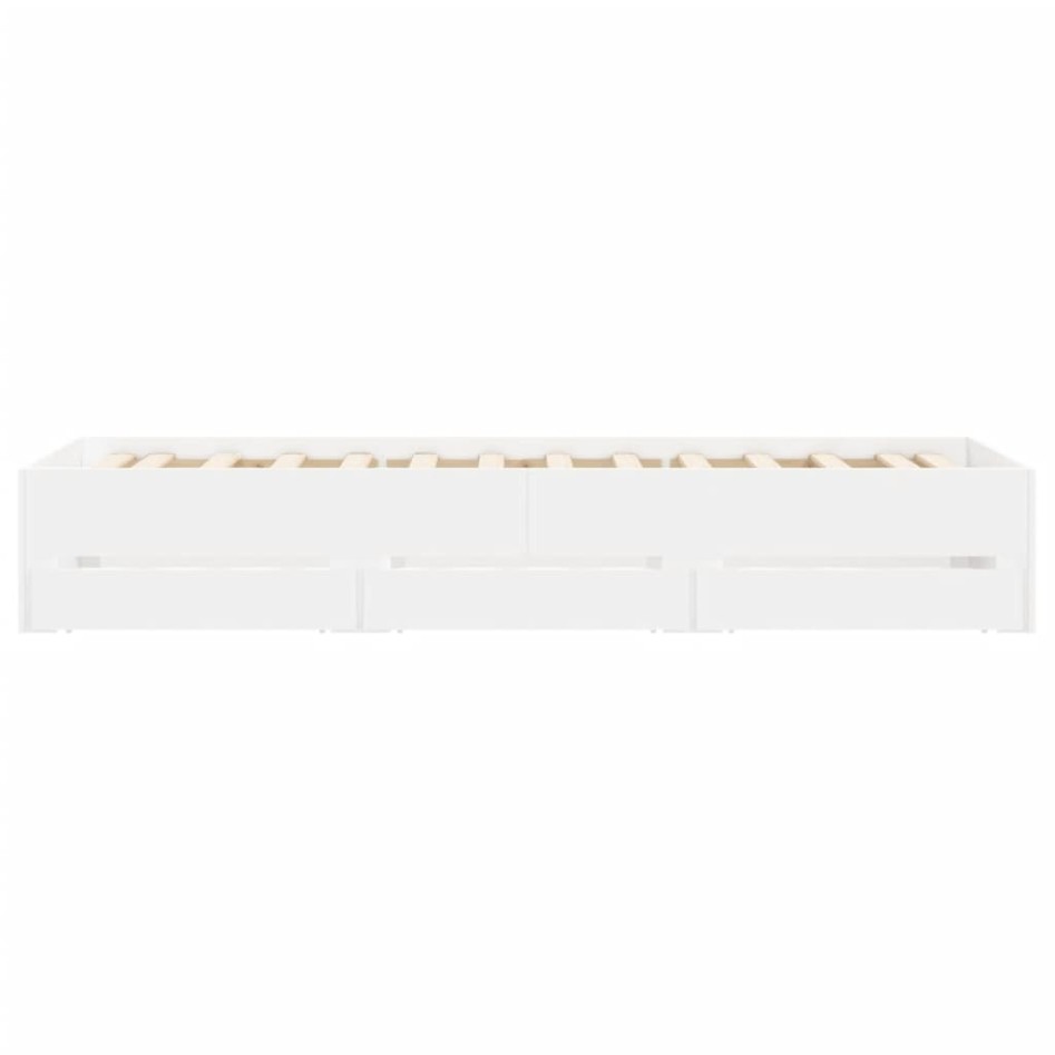 Cama con cajones madera de ingeniería blanca 90x200