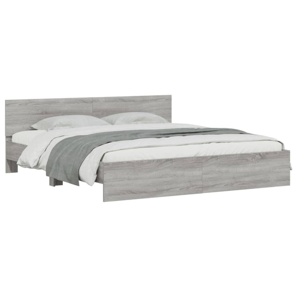 Estructura de cama con cabecero gris Sonoma 200x200