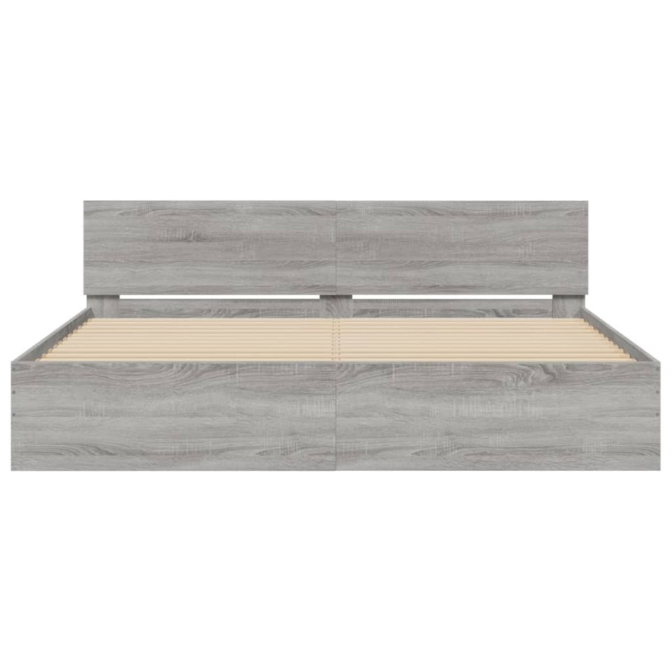 Estructura de cama con cabecero gris Sonoma 160x200