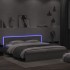 Estructura de cama cabecero y luces LED gris Sonoma 200x200
