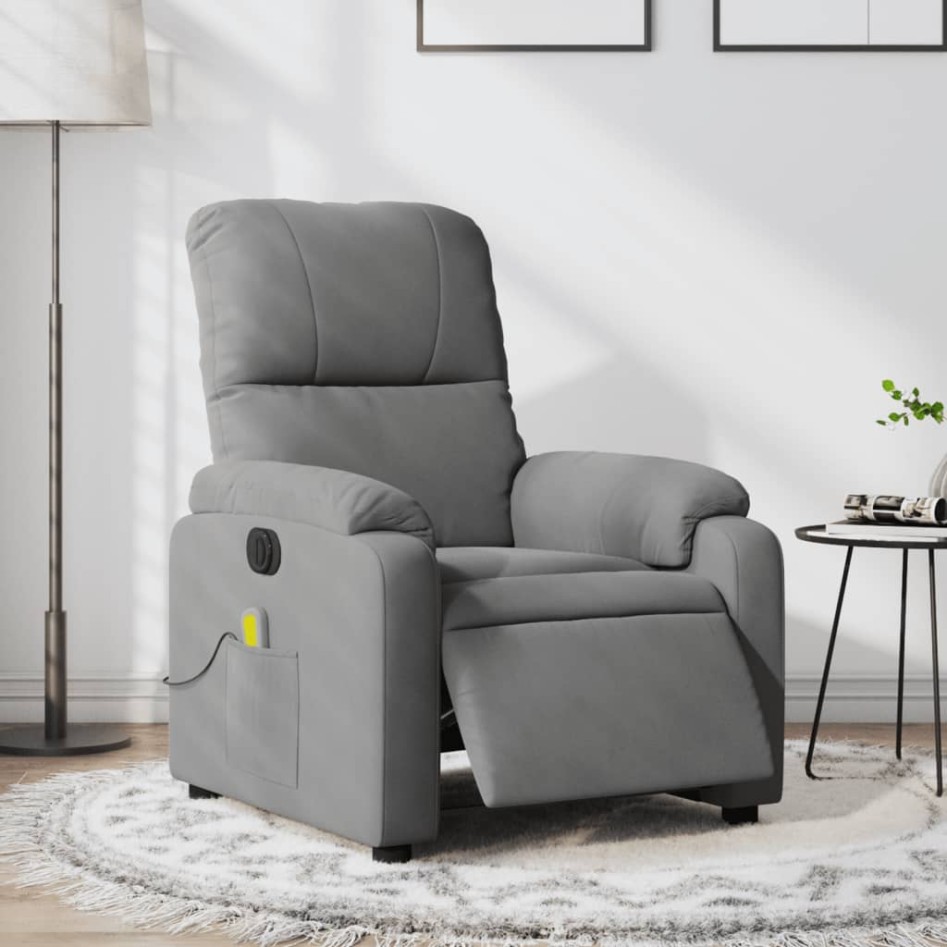 Sillón reclinable masaje eléctrico tela microfibra gris
