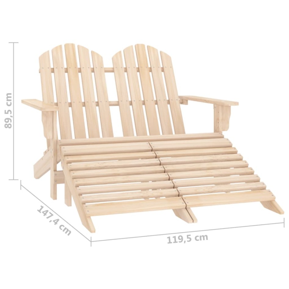 Otomana Adirondack de jardín 2 plazas madera de