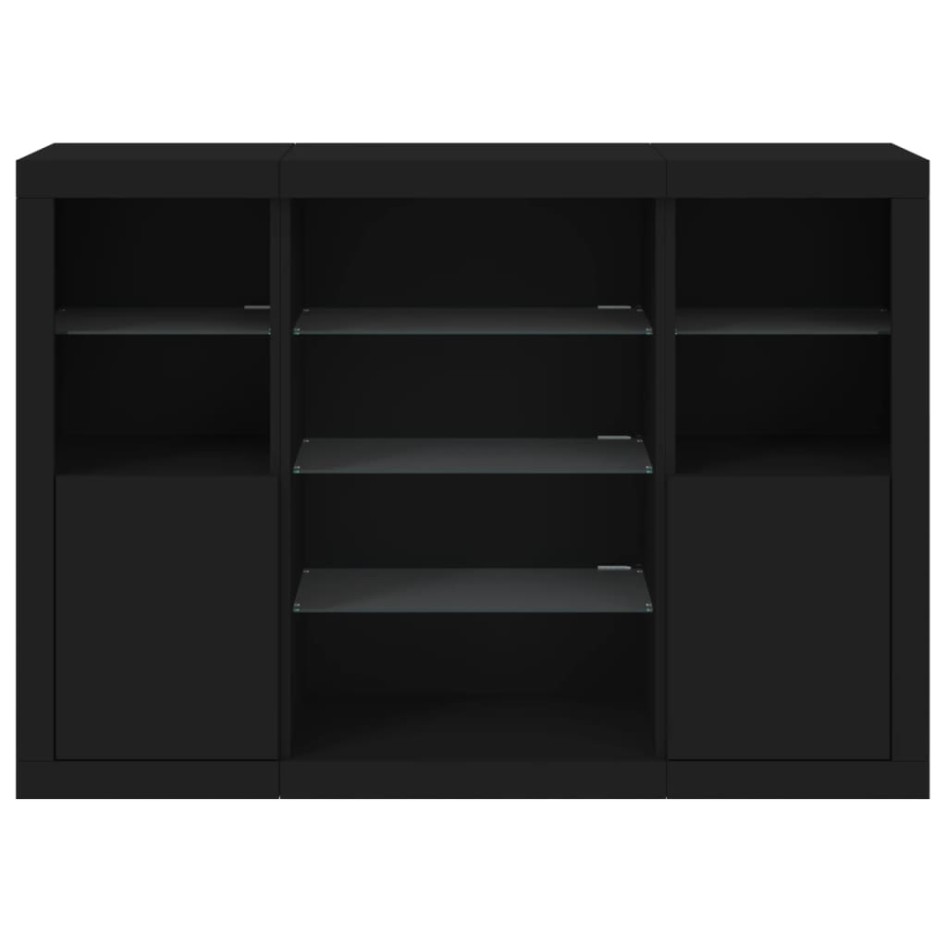 Aparadores con luces LED 3 piezas madera de ingeniería