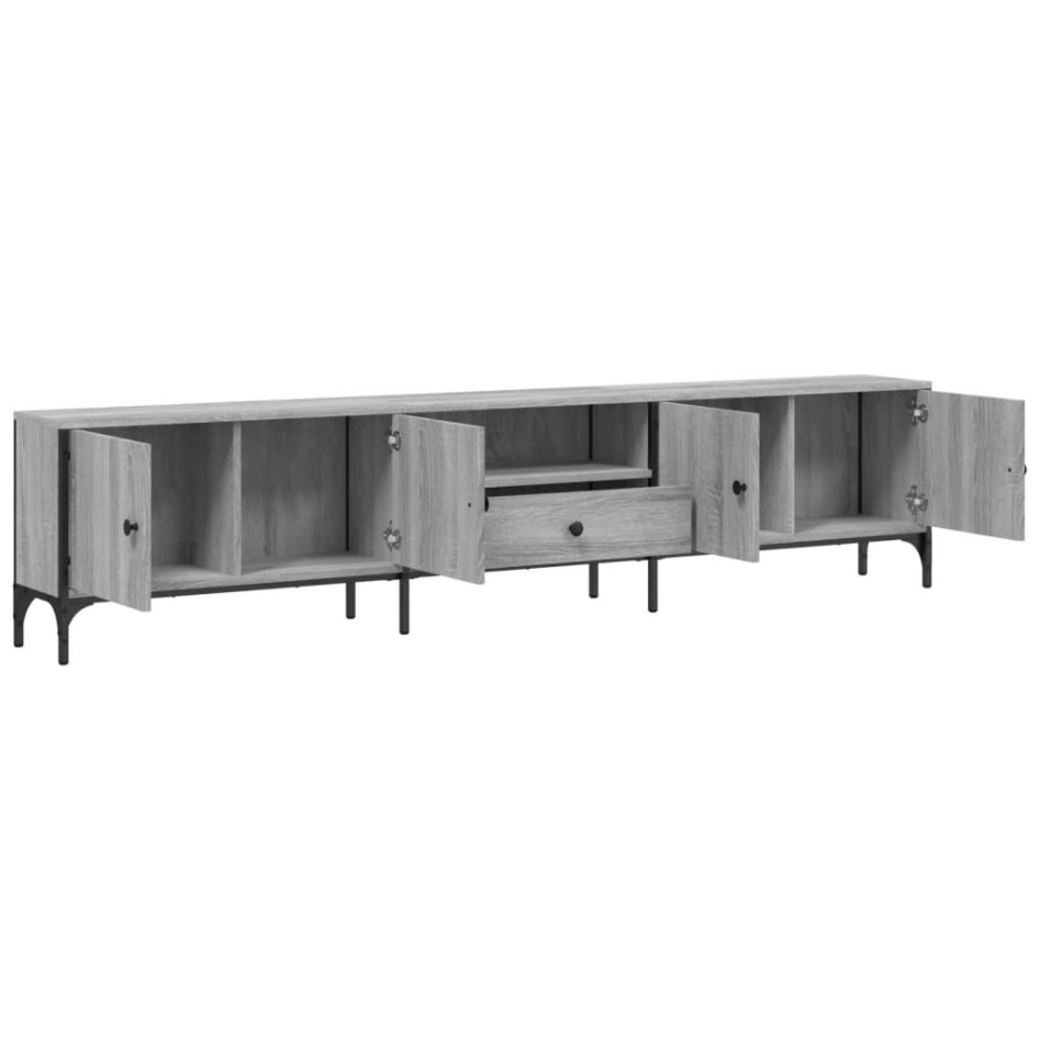 Mueble de TV cajón madera ingeniería gris Sonoma 200x25x44