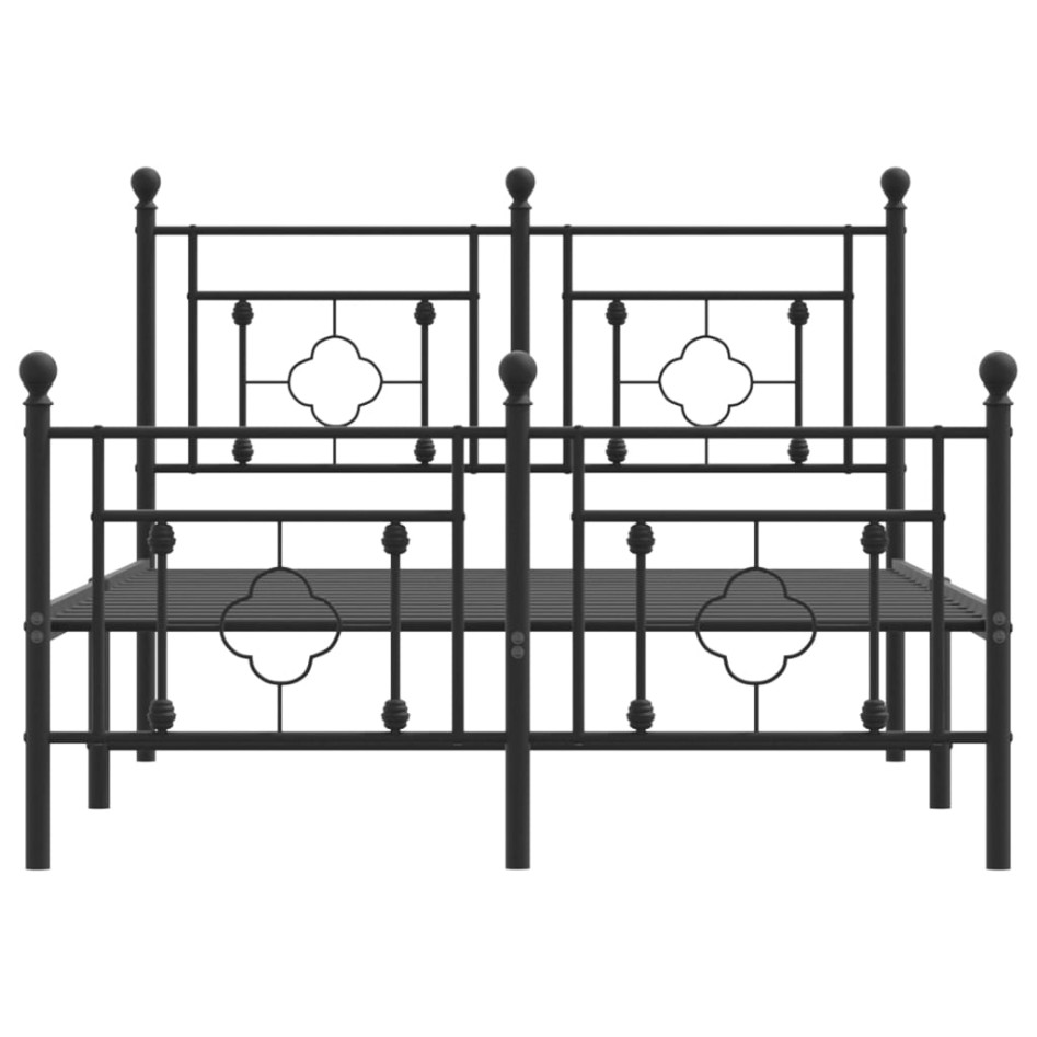 Estructura de cama cabecero y estribo metal negro 120x200