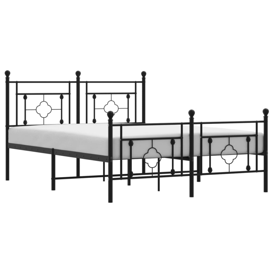 Estructura de cama cabecero y estribo metal negro 140x190
