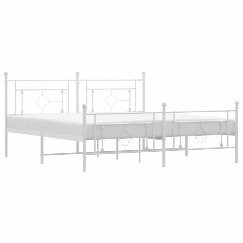 Estructura cama metal con cabecero y pie cama blanco 183x213