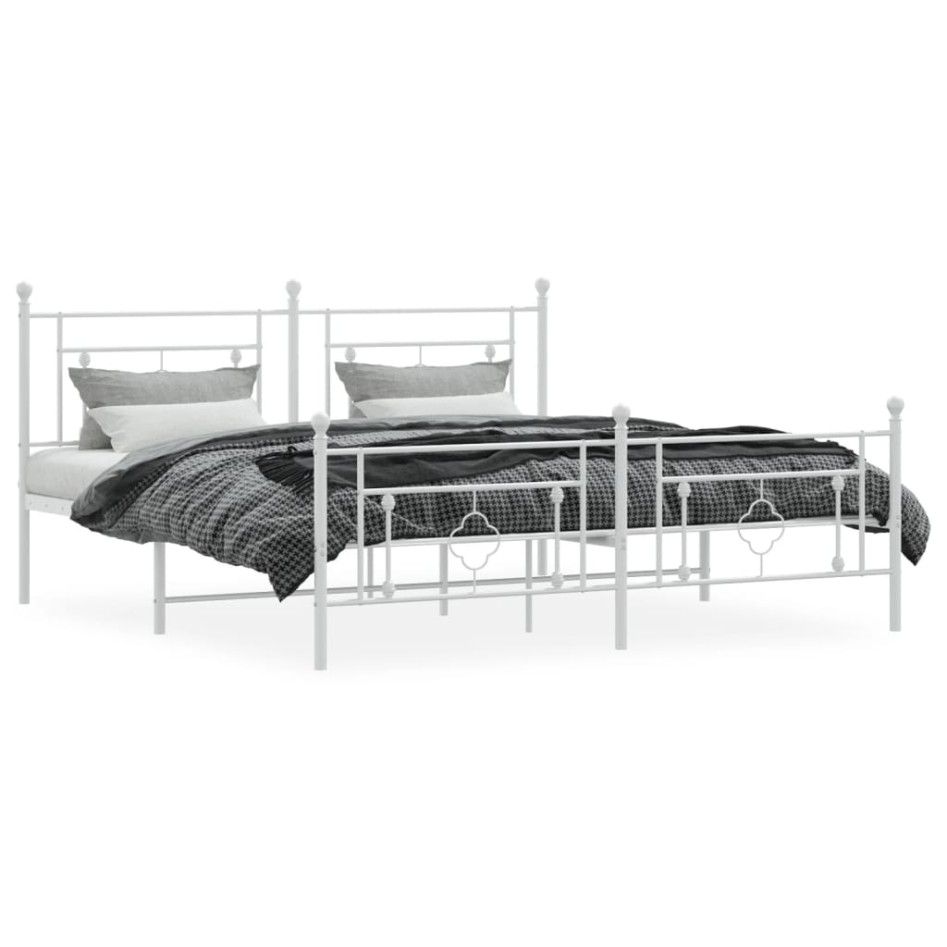 Estructura cama metal con cabecero y pie cama blanco 183x213