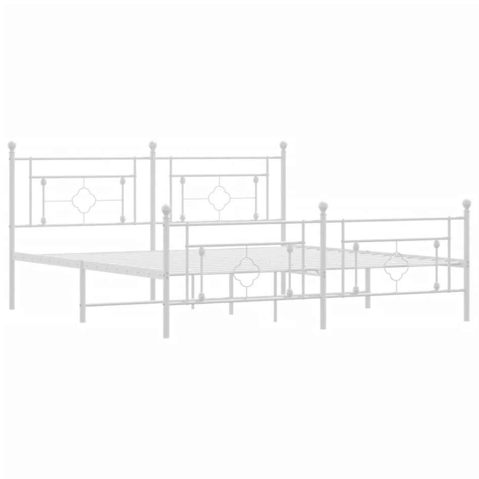 Estructura cama metal con cabecero y pie cama blanco 183x213