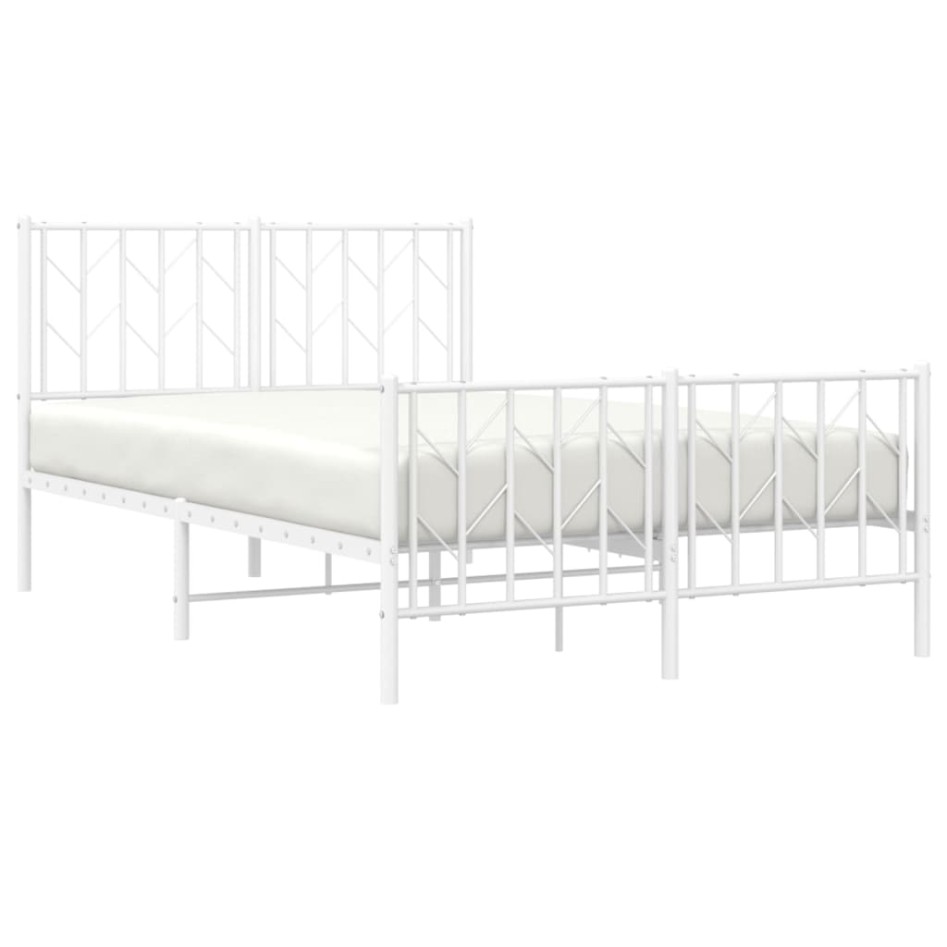 Estructura cama metal con cabecero y estribo blanco 120x200