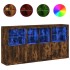 Aparador con luces LED roble ahumado 202x37x100