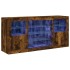 Aparador con luces LED roble ahumado 142,5x37x67