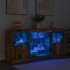 Aparador con luces LED roble ahumado 142,5x37x67