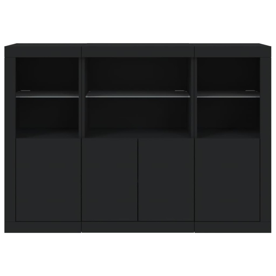 Aparadores con luces LED 3 piezas madera de ingeniería