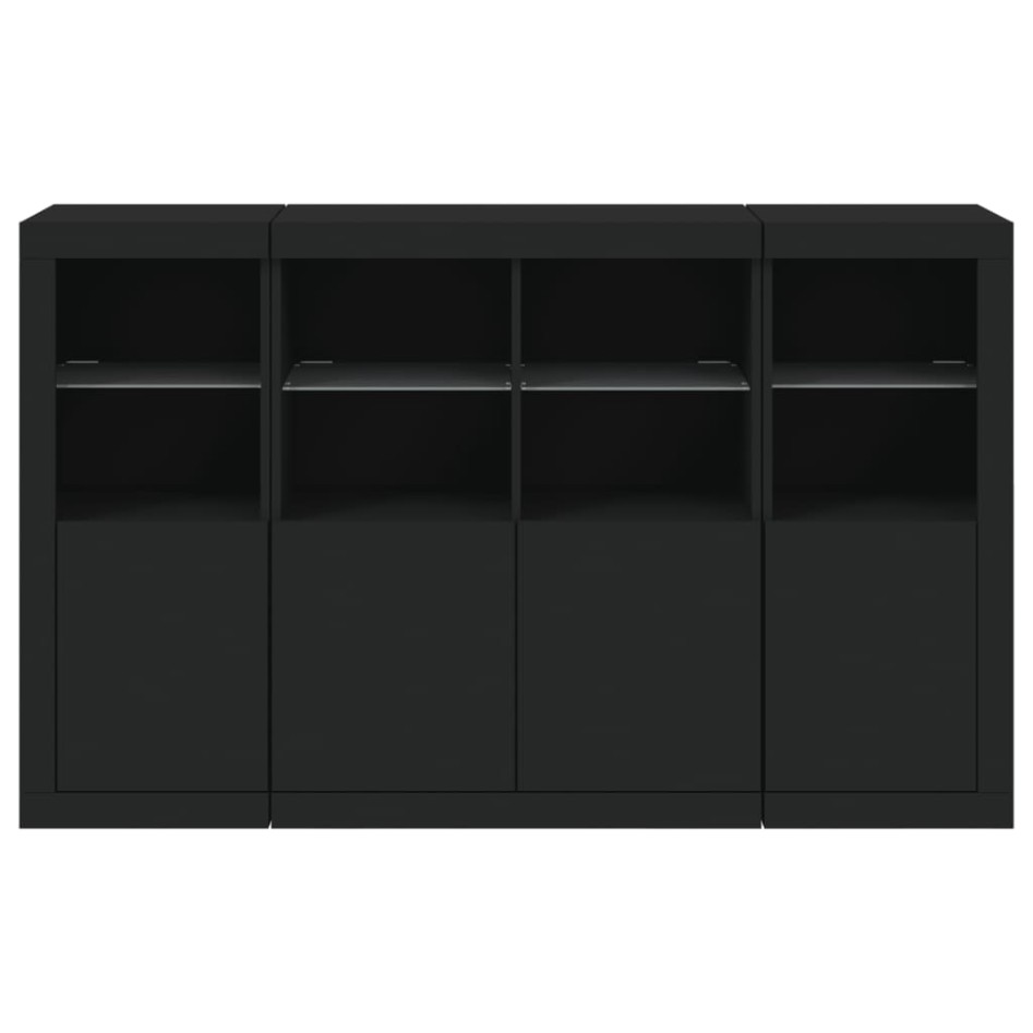 Aparadores con luces LED 3 piezas madera de ingeniería