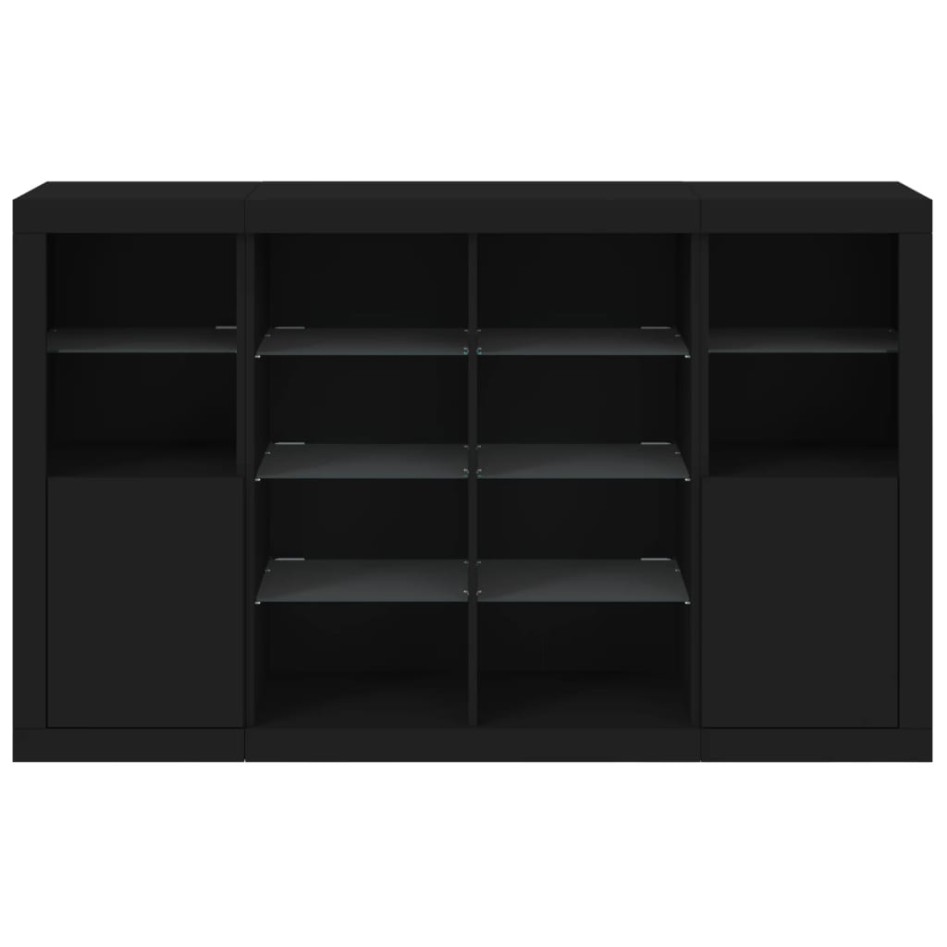 Aparadores con luces LED 3 piezas madera de ingeniería