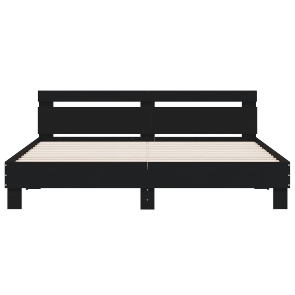 Estructura cama con cabecero madera ingeniería negro 200x200