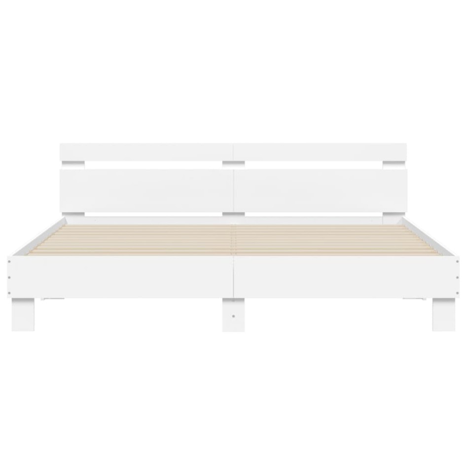 Estructura de cama cabecero y luces LED blanca 180x200