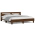 Estructura de cama cabecero y luces LED marrón roble 160x200