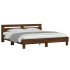 Estructura de cama cabecero y luces LED marrón roble 160x200