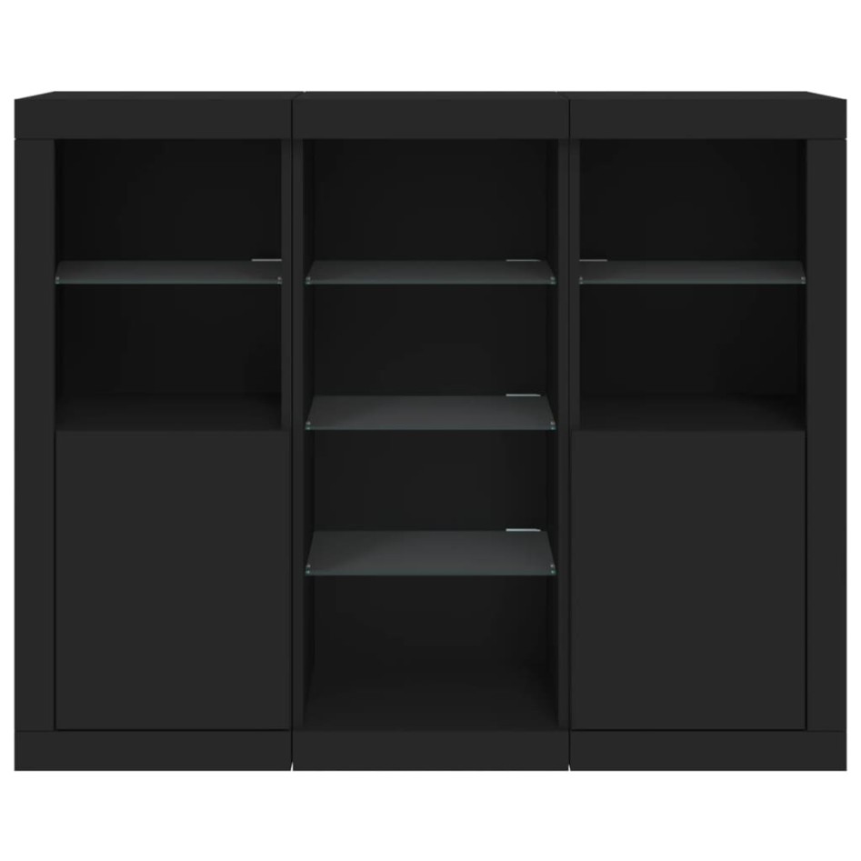 Aparadores con luces LED 3 piezas madera de ingeniería