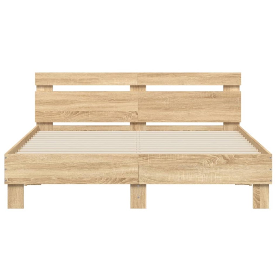 Cama con cabecero madera de ingeniería roble Sonoma 150x200