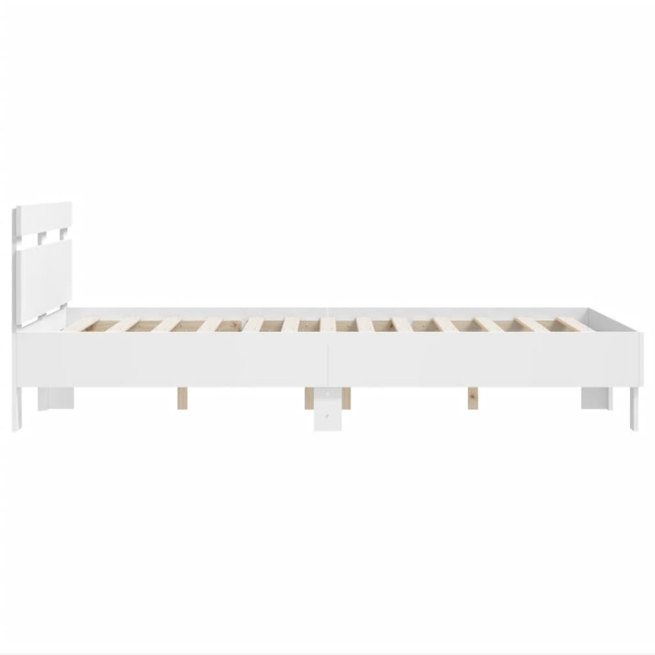 Estructura cama con cabecero madera ingeniería blanco