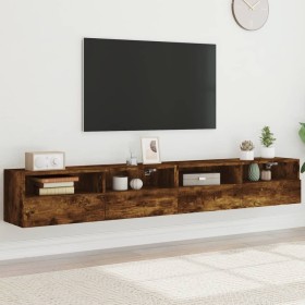 Muebles de pared de TV 2 uds madera roble ahumado 100x30x30