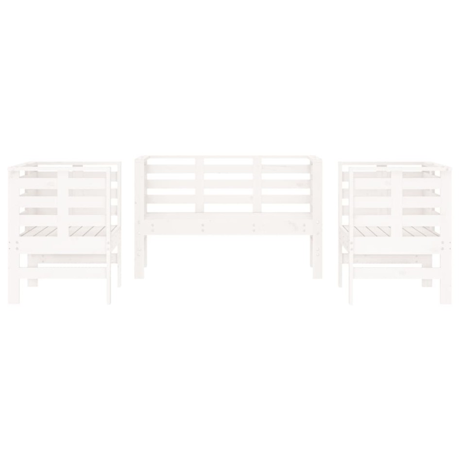 Juego de muebles de jardín 3 pzas madera maciza de pino