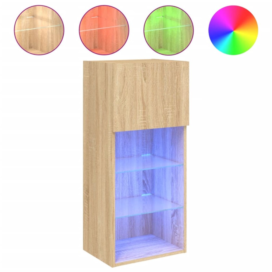 Muebles de TV con luces LED 2 uds roble Sonoma 40,5x30x90
