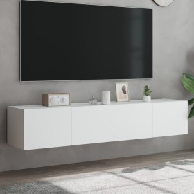 Muebles de TV de pared con luces LED 2 uds blanco 80x35x31