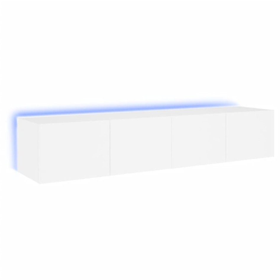 Muebles de TV de pared con luces LED 2 uds blanco 80x35x31