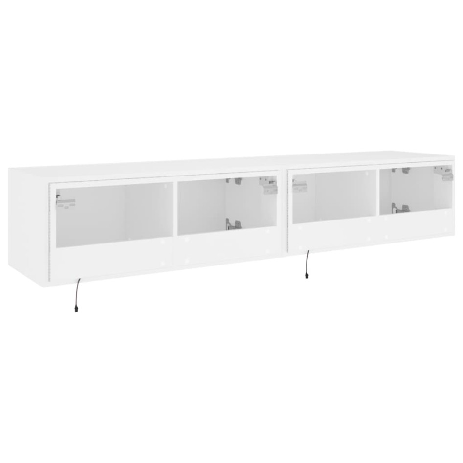 Muebles de TV de pared con luces LED 2 uds blanco 80x35x31
