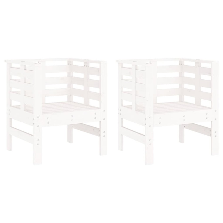 Sillas de jardín 2 uds madera maciza pino blanco 61,5x53x71
