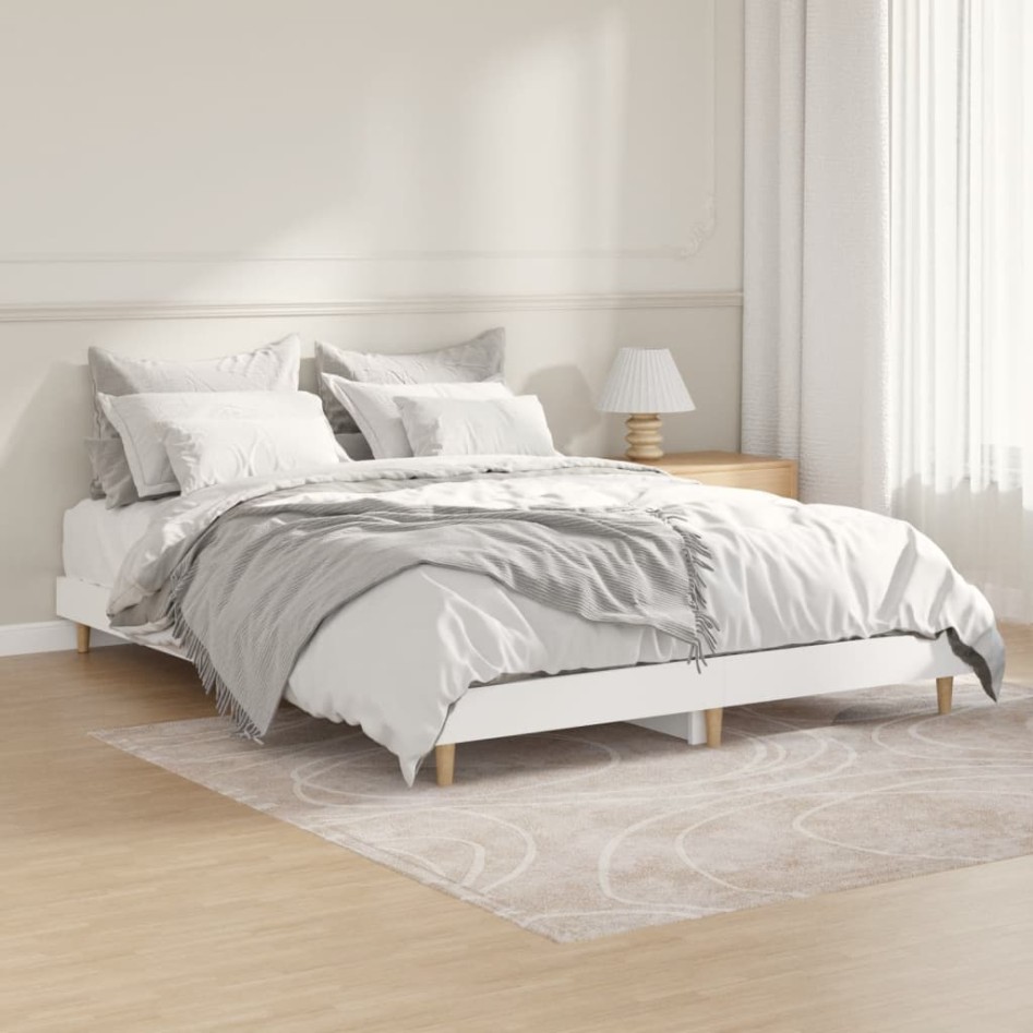Estructura de cama madera contrachapada blanca 135x190